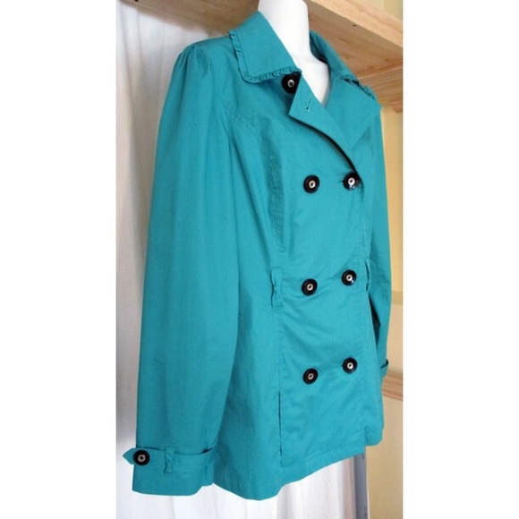 Candie's Teal Double Breasted Button Jacket - Picture 2 of 4