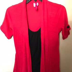 SALE EUC Red cardigan over black top Size Medium