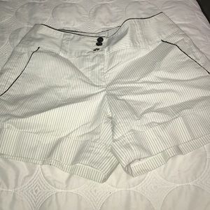 White Shorts With Black Pinstripes