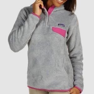 Women's Patagonia Re-Took Snap T Grey/Pink- Medium