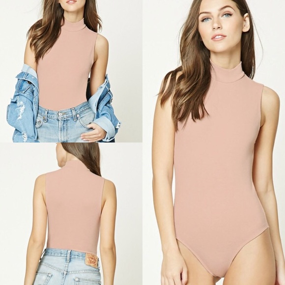 Forever 21 Ribbed Mock Neck Bodysuit