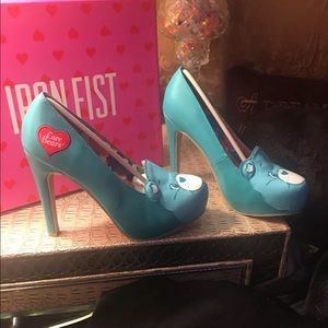 Iron fist care bear Teal green platforms