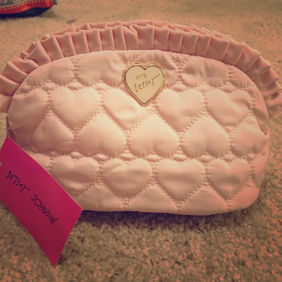 NWT Betsey Johnson "Be Mine" Cosmetic Bag in Blush