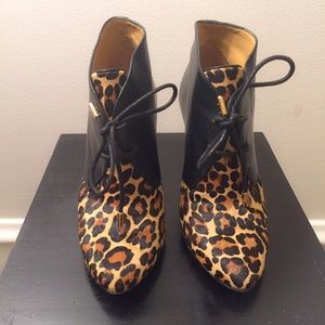 Coach Mercy Hair on Leopard & black leather wedge