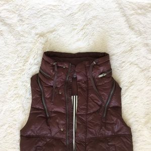 Chocolate Brown Puffy Vest w/ Zippable Hood