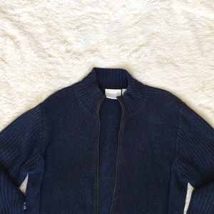 Blue Knit Zip Jacket