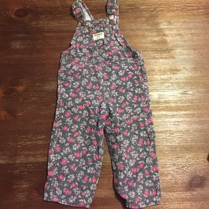 Osh Kosh Flower Print Corduroy Overalls