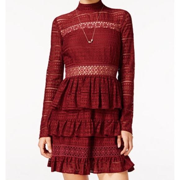 NWT Red Lace Tiered Dress