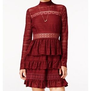 NWT Red Lace Tiered Dress