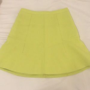 J.Crew lime green fluted skirt, size 0