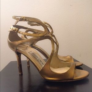 Authentic Jimmy Choo Ivette in Gold 35.5 | US 5.5