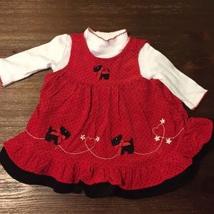Red Corduroy Scottie Dog Dress