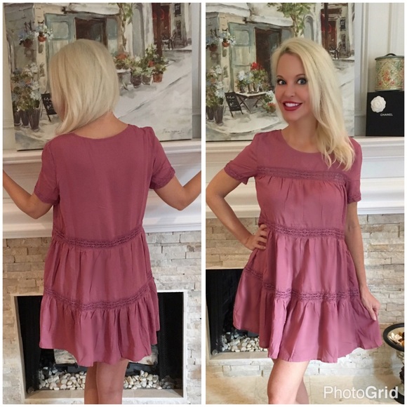 Pretty mauve crochet detail tunic/dress! - Picture 2 of 2