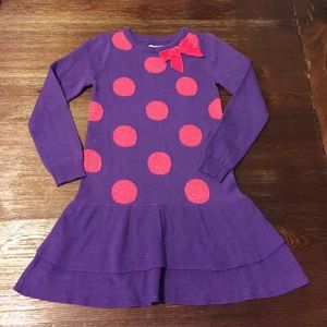Purple Sweater Dress with Pink Polka Dots