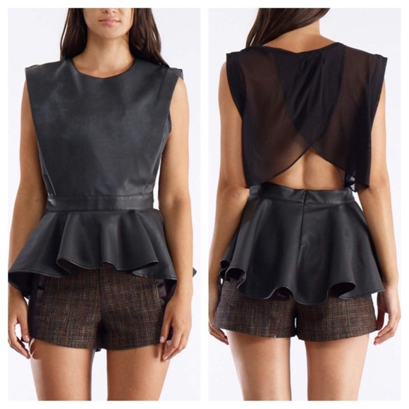 Vegan leather peplum top
