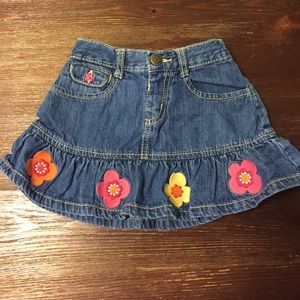 Gymboree Denim Skirt with Embroidered Flowers