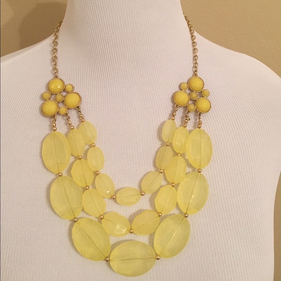 Yellow faux stone statement necklace.