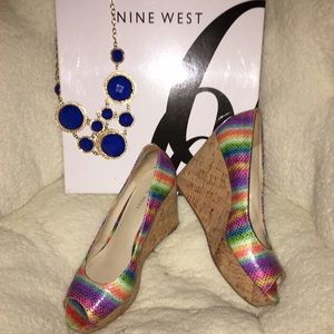Nine west colorful pastel wedges. EUC!