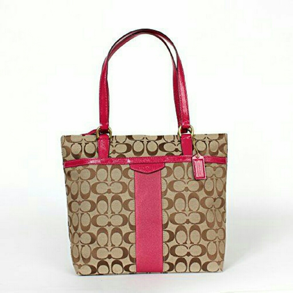 Coach khaki and fuschia tote bag