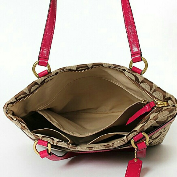 Coach khaki and fuschia tote bag - Picture 3 of 4