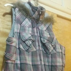 Ladies plaid vest plus size 3X