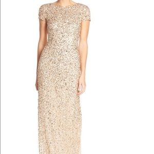 Adrianna Papell short sleeved sequin mesh gown