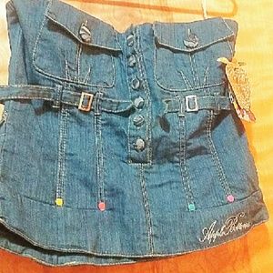 Ladies Apple Bottoms denim bustier size Large