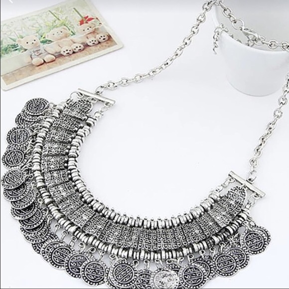 NWT Silver Vintage Necklace Boho Gypsy Sisters - Picture 2 of 3