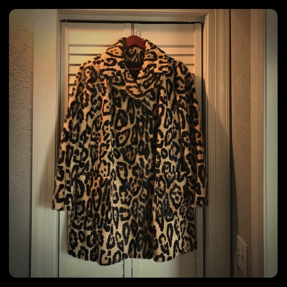 Vintage retro Leopard Fur Swing Coat Jacket M-L