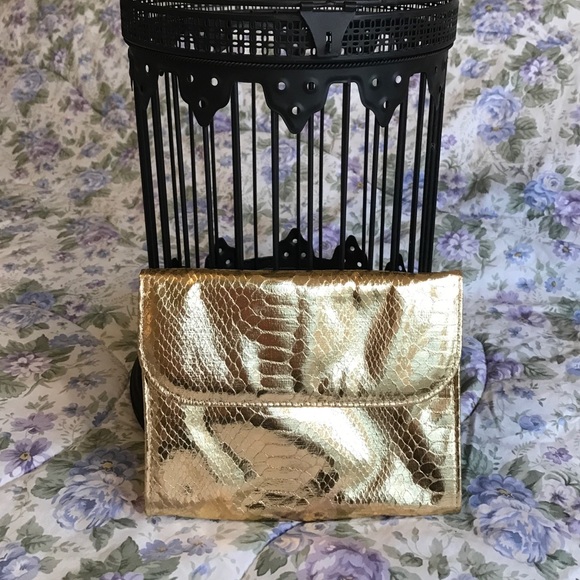 Small Gold Snake Skin Print Makeup Bag.  NWOT!