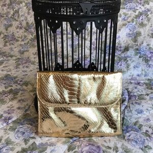 Small Gold Snake Skin Print Makeup Bag.  NWOT!