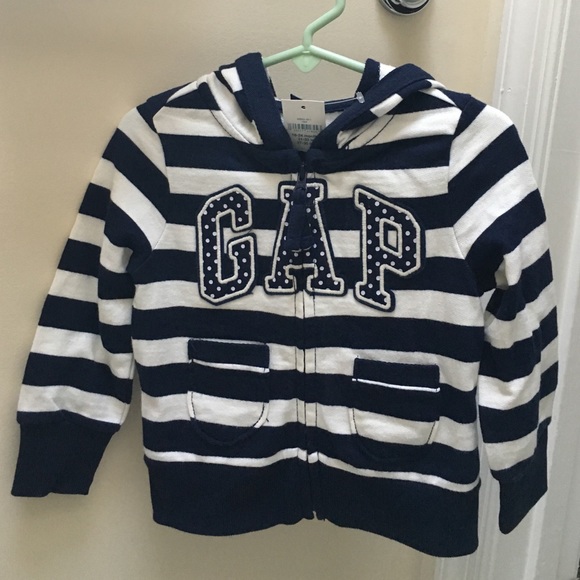 🔴SOLD🔴New GAP Blue and White Striped Hoodie - Picture 2 of 4