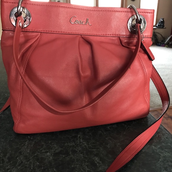 SOLD - Beautiful Coral Authentic Coach Purse - Picture 1 of 4
