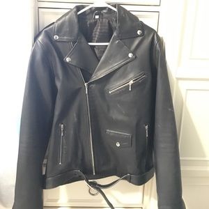 Black leather jacket (silver zipper and buttons)