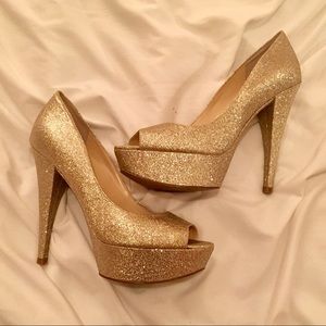Gold Enzo Angiolini Platform Heels