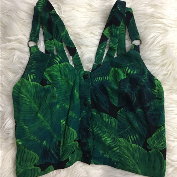 Topshop palm leaves button top - Picture 1 of 4