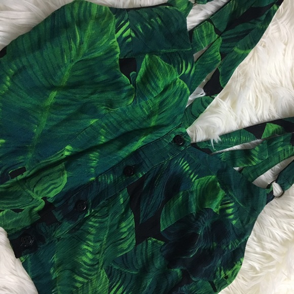 Topshop palm leaves button top - Picture 2 of 4