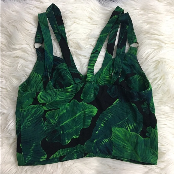 Topshop palm leaves button top - Picture 3 of 4