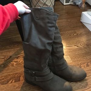 Grey suede like material boots