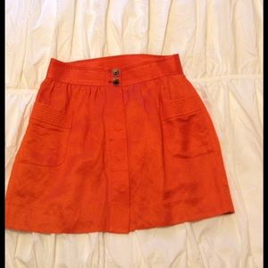 Orange j crew button down skirt