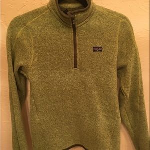 Patagonia lime green better sweater 1/4 zip