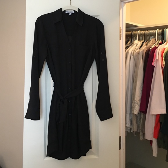 EXPRESS Long Sleeve Portofino Shirt Dress