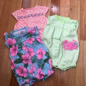 Set of 3 Carters summer rompers
