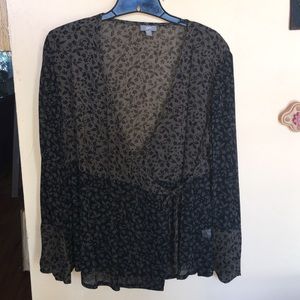 Sheer wrap and tie blouse