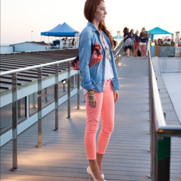 J Crew Skinny Jeans in Neon Melon