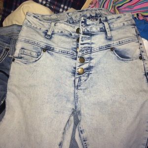 high wasted faded jeans