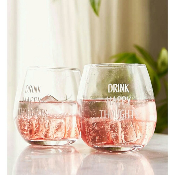 🎉Sale! Drink Happy Thoughts stemless wine glasses - Picture 3 of 4