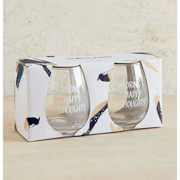 🎉Sale! Drink Happy Thoughts stemless wine glasses - Picture 2 of 4