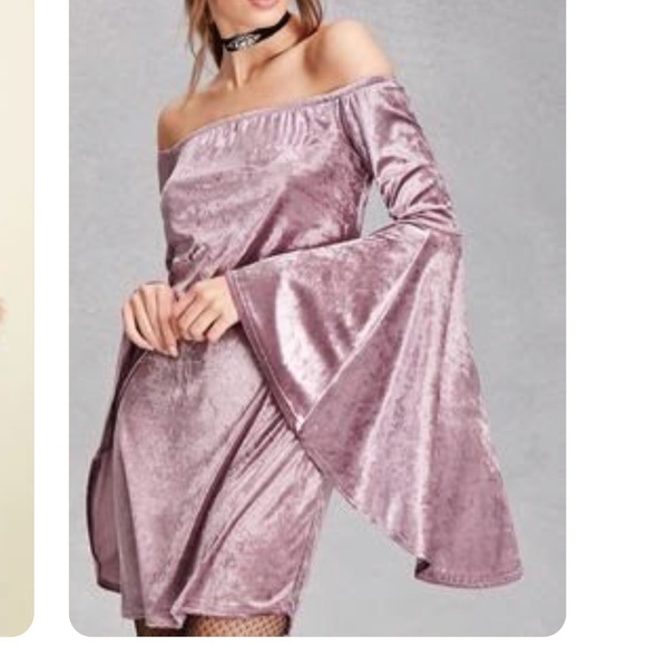 crushed velvet off the shoulder dress - Picture 1 of 2