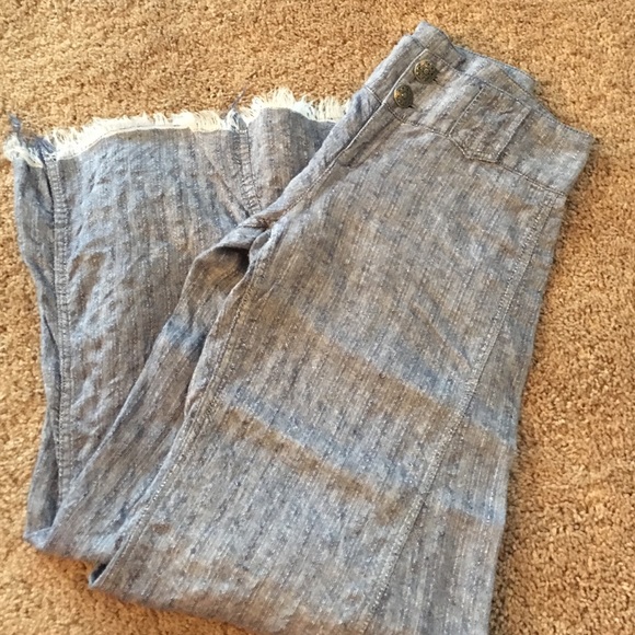 Free People linen striped bell bottoms